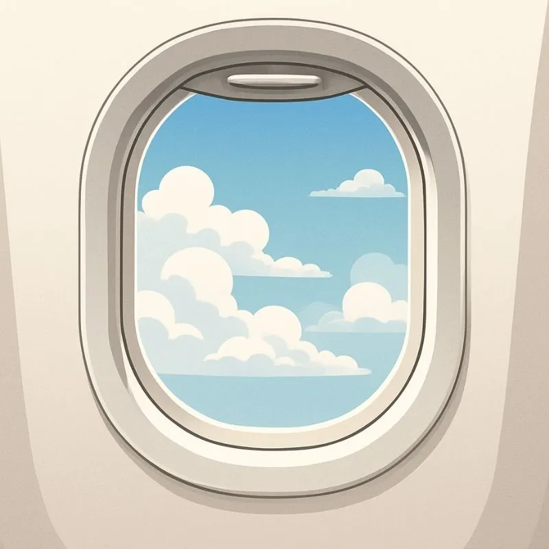 why airplane windows are round close-up view from inside the aircraft